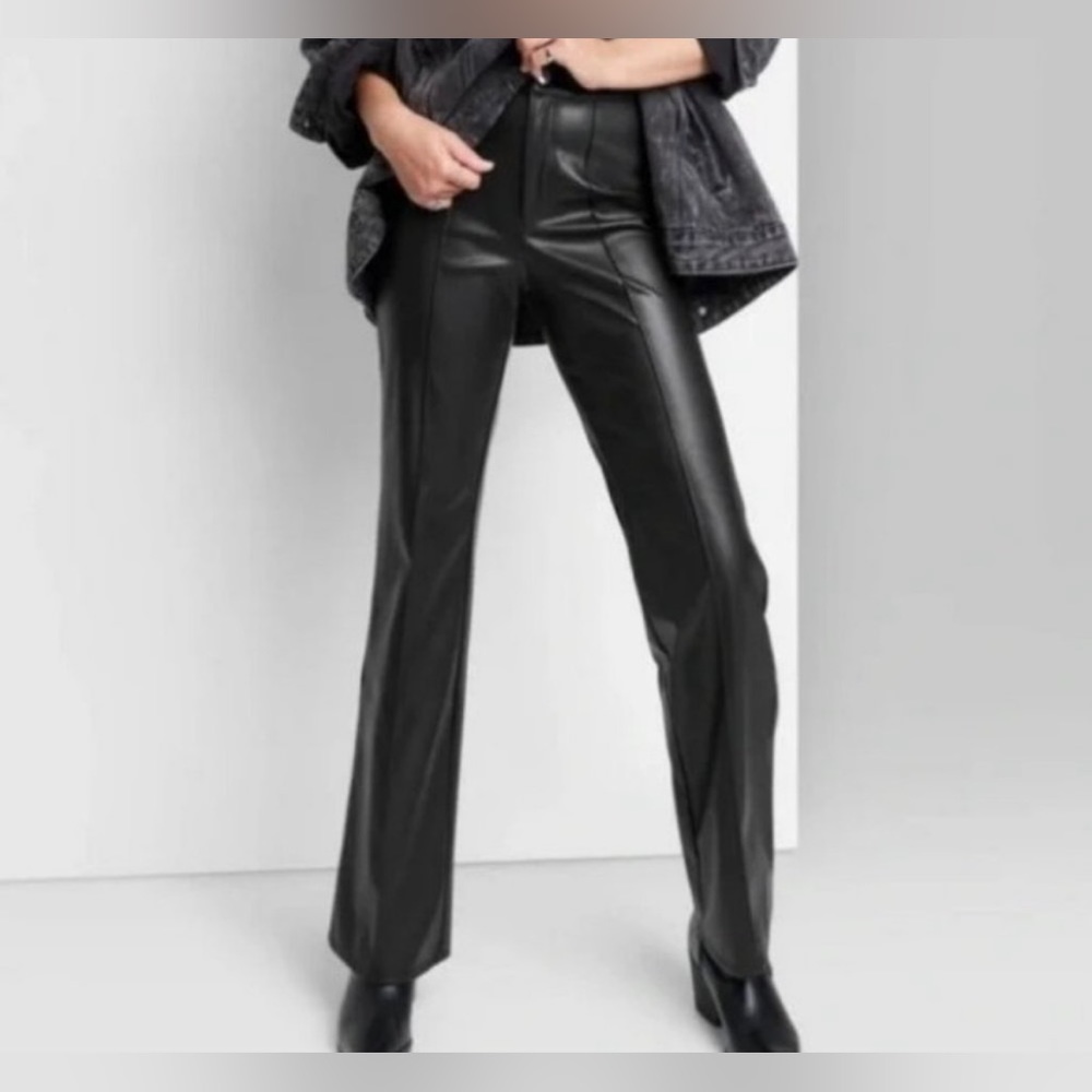 Faux Leather Flare Black Pants | Size 6